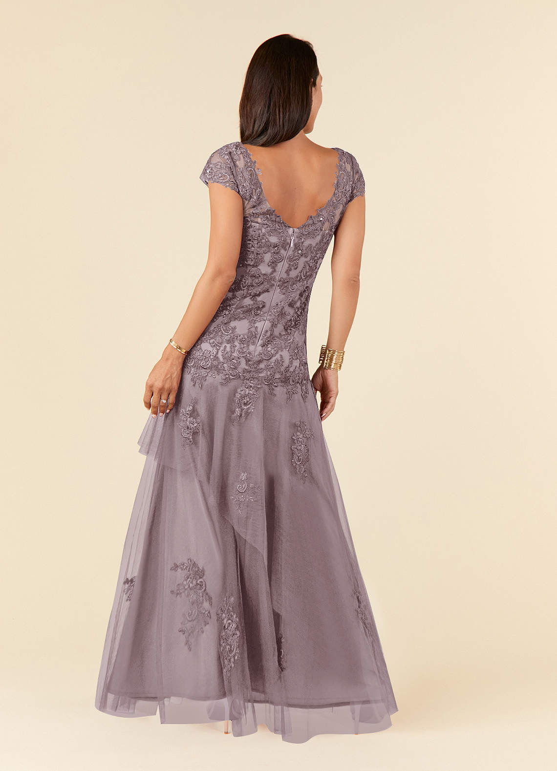 Azazie Romy Mother of the Bride Dresses Dusk Mermaid V-Neck Sequins Tulle Dress image2