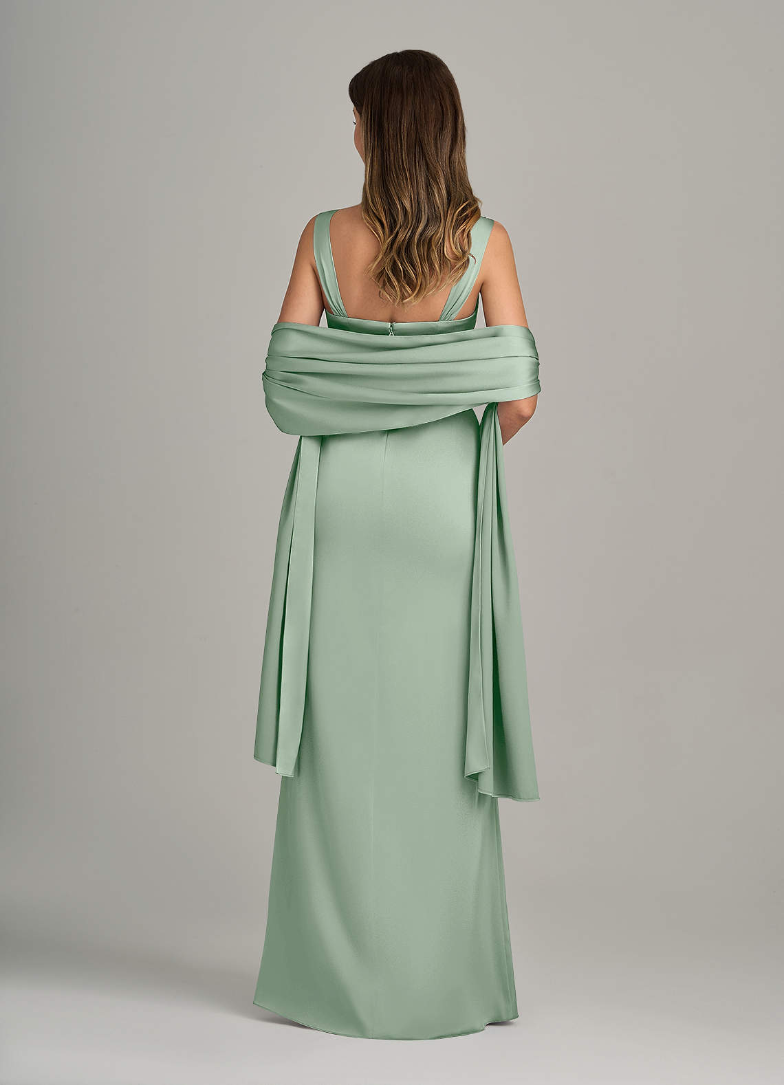 front Azazie Matching Color Stretch Satin Shawl