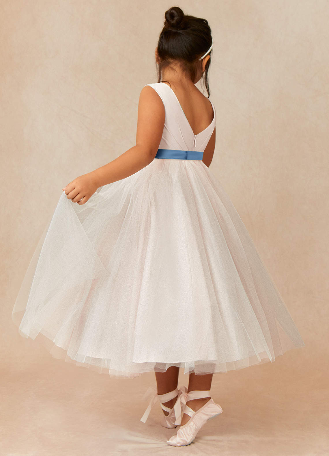 front Azazie Matching Color Satin Layered Bow Sash