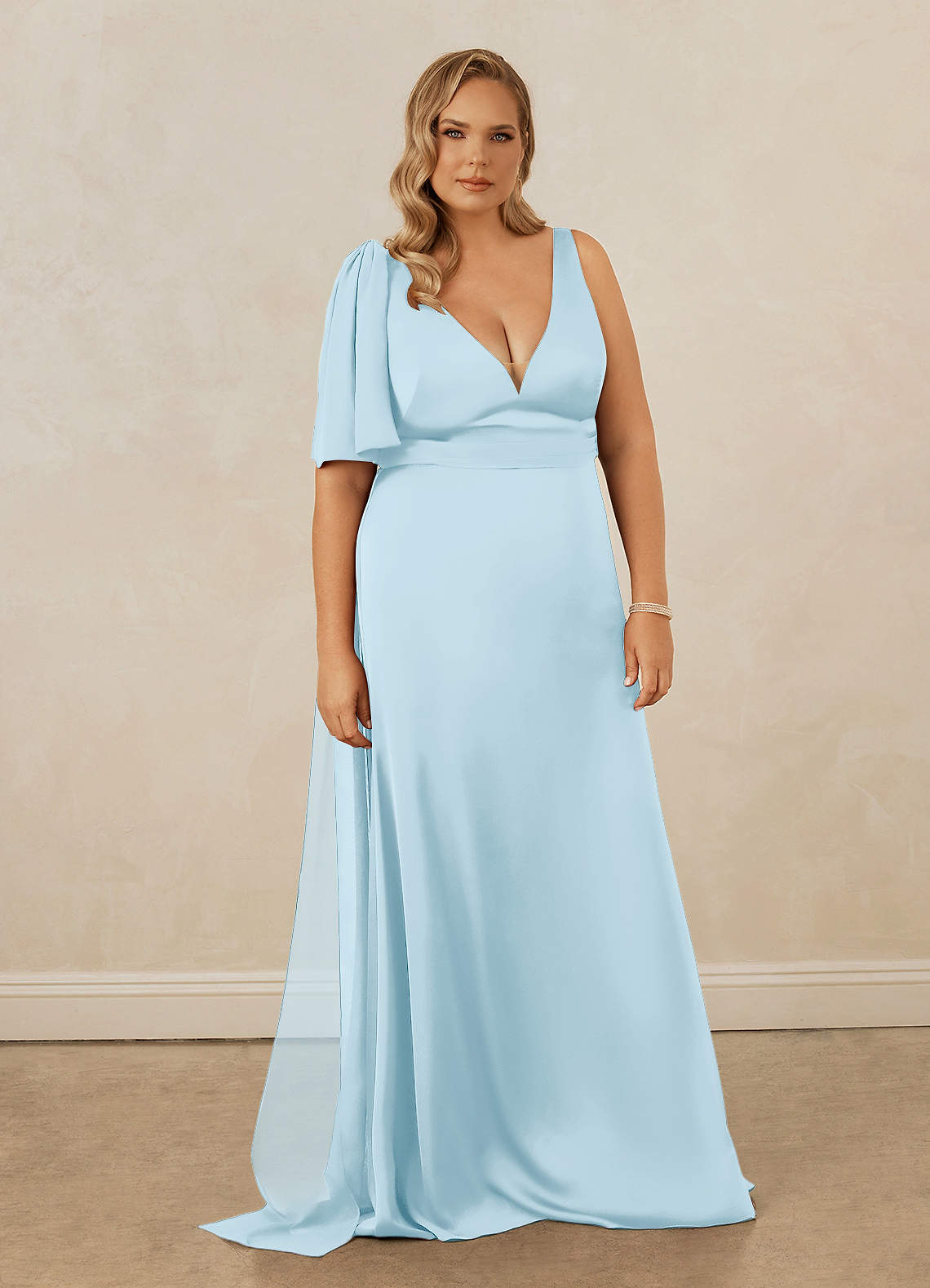 Christian Siriano Bridal for Azazie 1011 Bridesmaid Dresses Plunging Stretch Satin Mermaid Dress image10