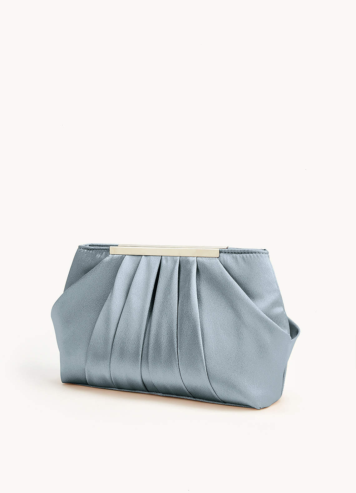 front Matching Color Metallic Satin Pleated Clutch