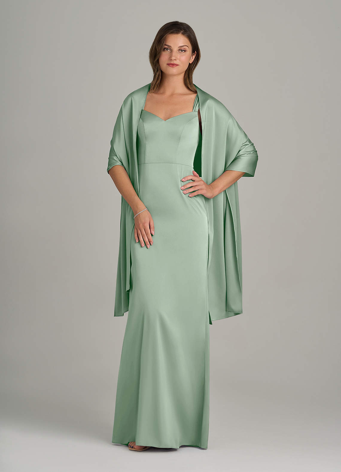 front Azazie Matching Color Stretch Satin Shawl