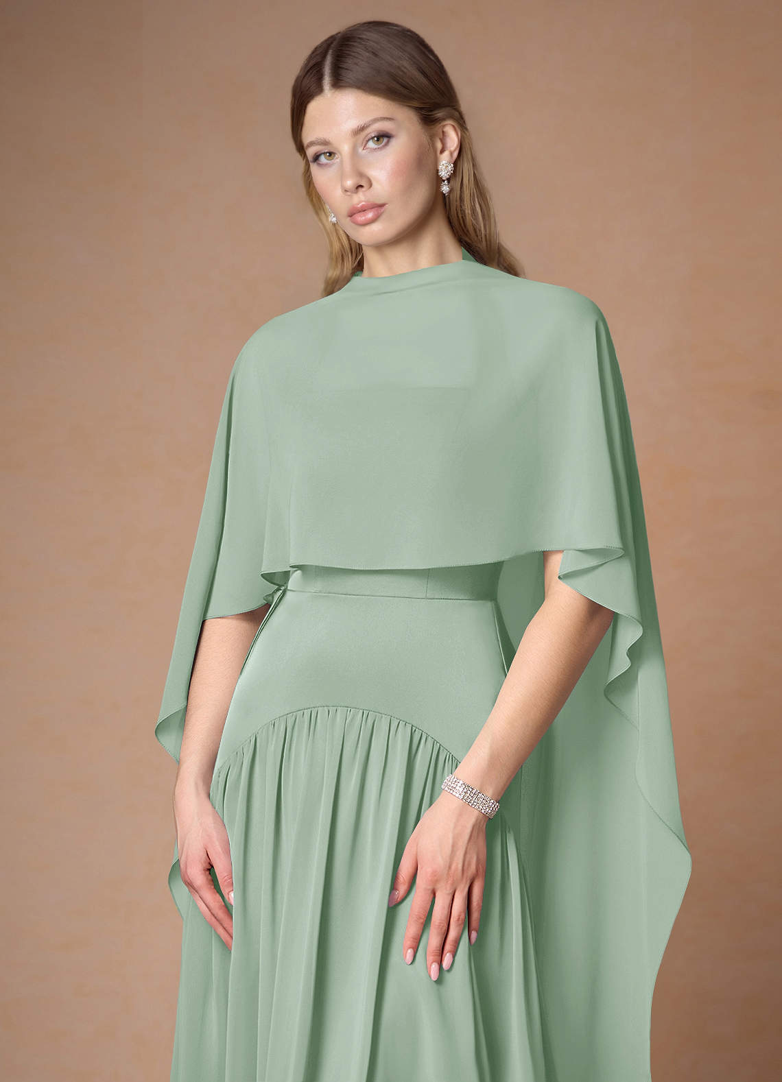 front Azazie Matching Color Chiffon Multiway Cape