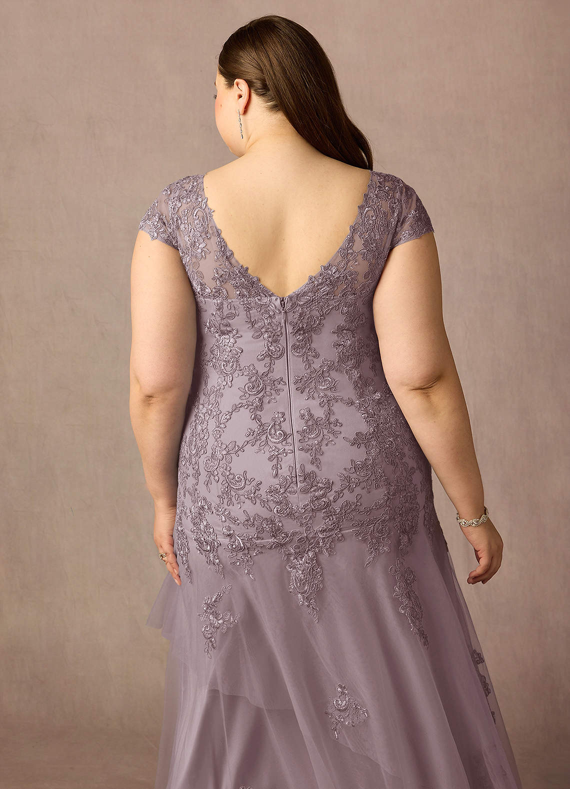 Azazie Romy Mother of the Bride Dresses Dusk Mermaid V-Neck Sequins Tulle Dress image11