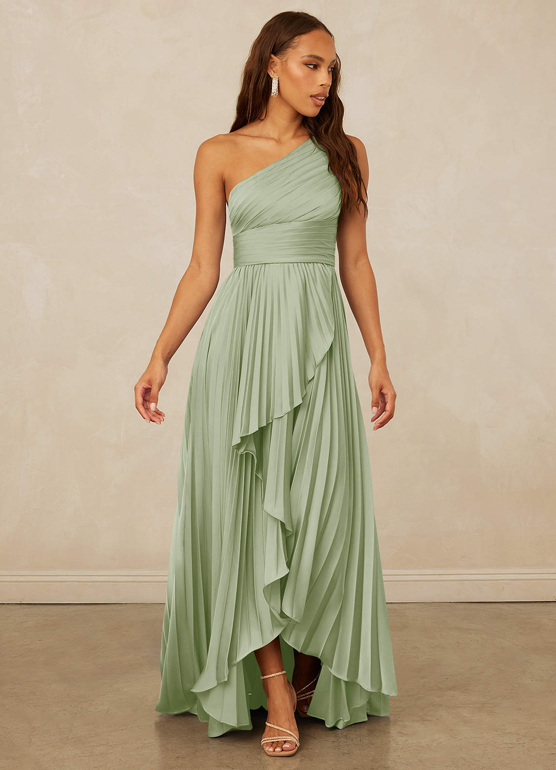 Christian Siriano Bridal for Azazie 1008 Bridesmaid Dresses Pleated One Shoulder Stretch Satin A-line Dress image2