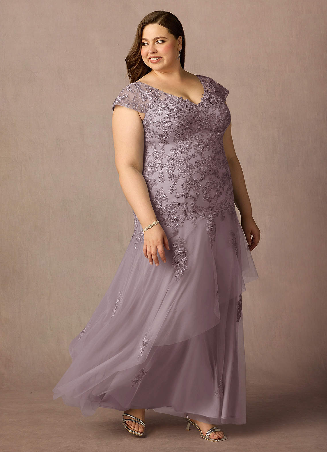 Azazie Romy Mother of the Bride Dresses Dusk Mermaid V-Neck Sequins Tulle Dress image9