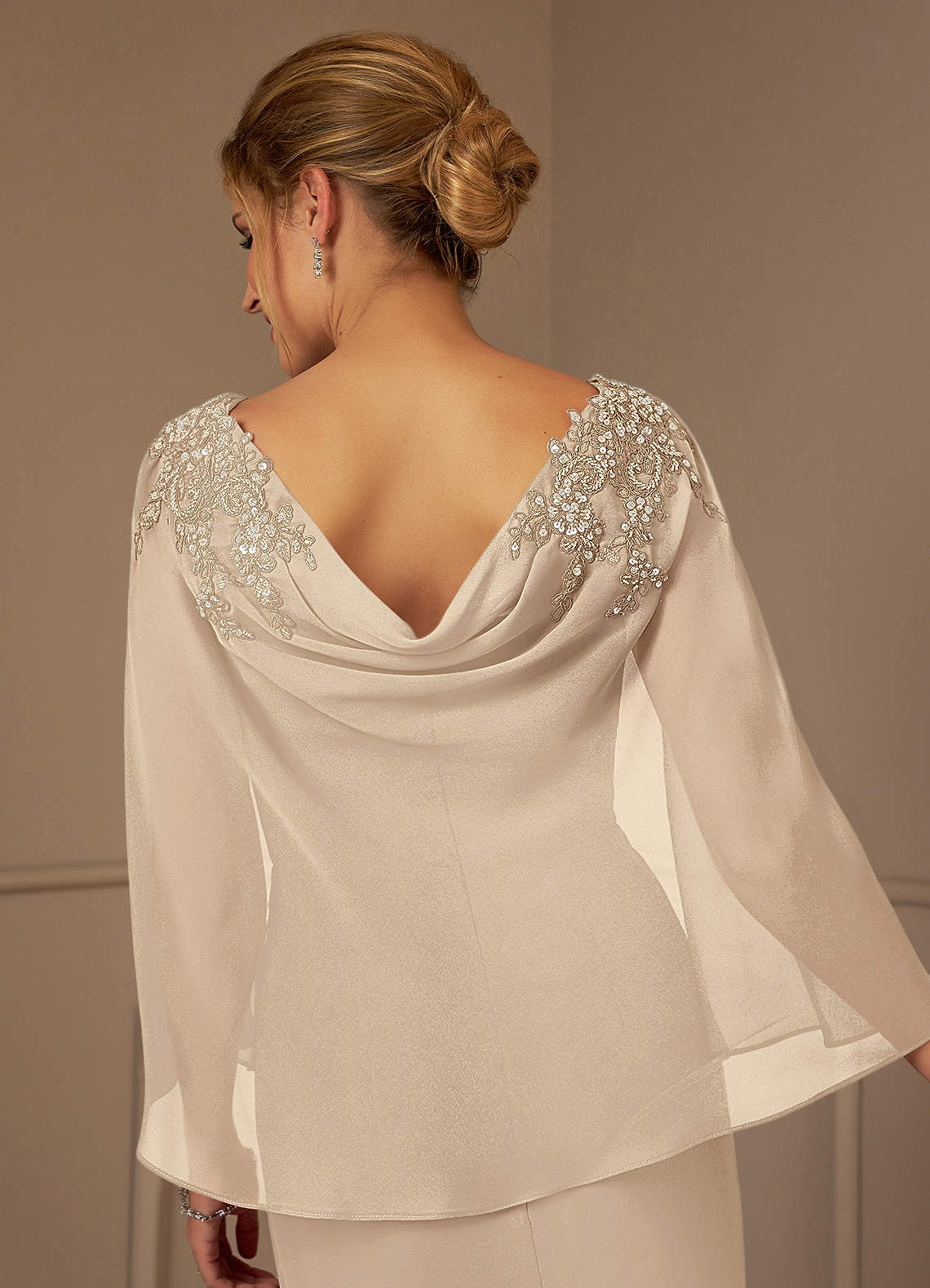 Azazie Carmela Mother of the Bride Dresses Champagne Sheath Lace Chiffon Dress image6