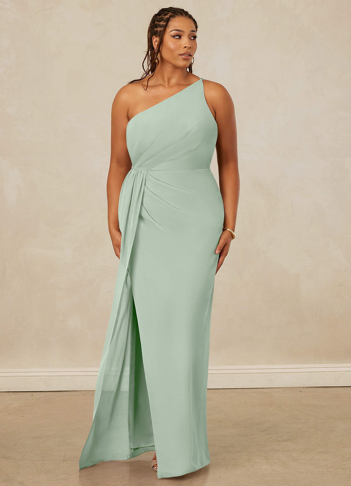 Christian Siriano Bridal for Azazie 1003 Bridesmaid Dresses One Shoulder Chiffon Sheath Dress image9