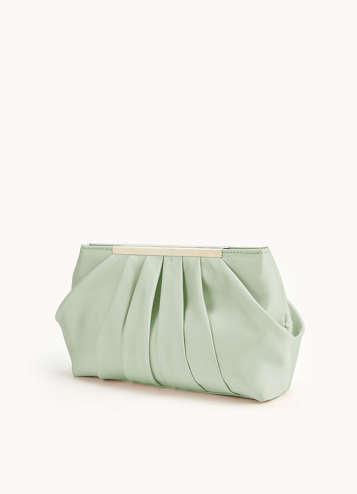 front Matching Color Matte Satin Pleated Clutch