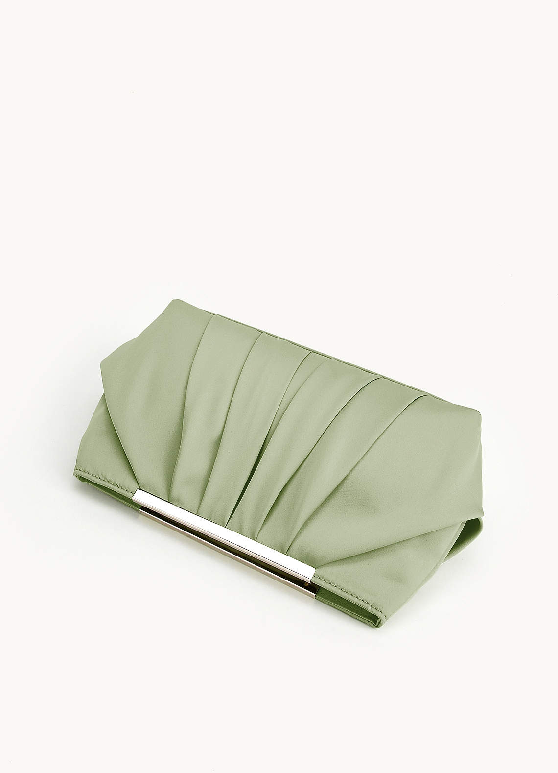 front Matching Color Stretch Satin Pleated Clutch