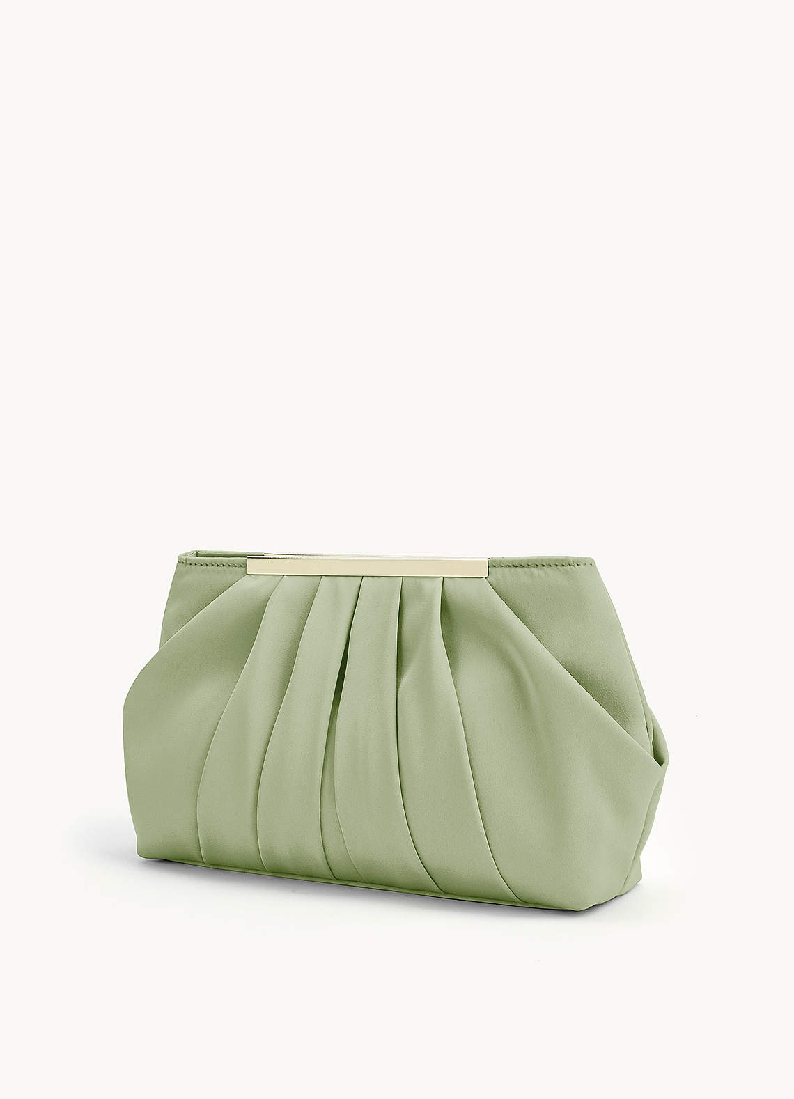 front Matching Color Stretch Satin Pleated Clutch