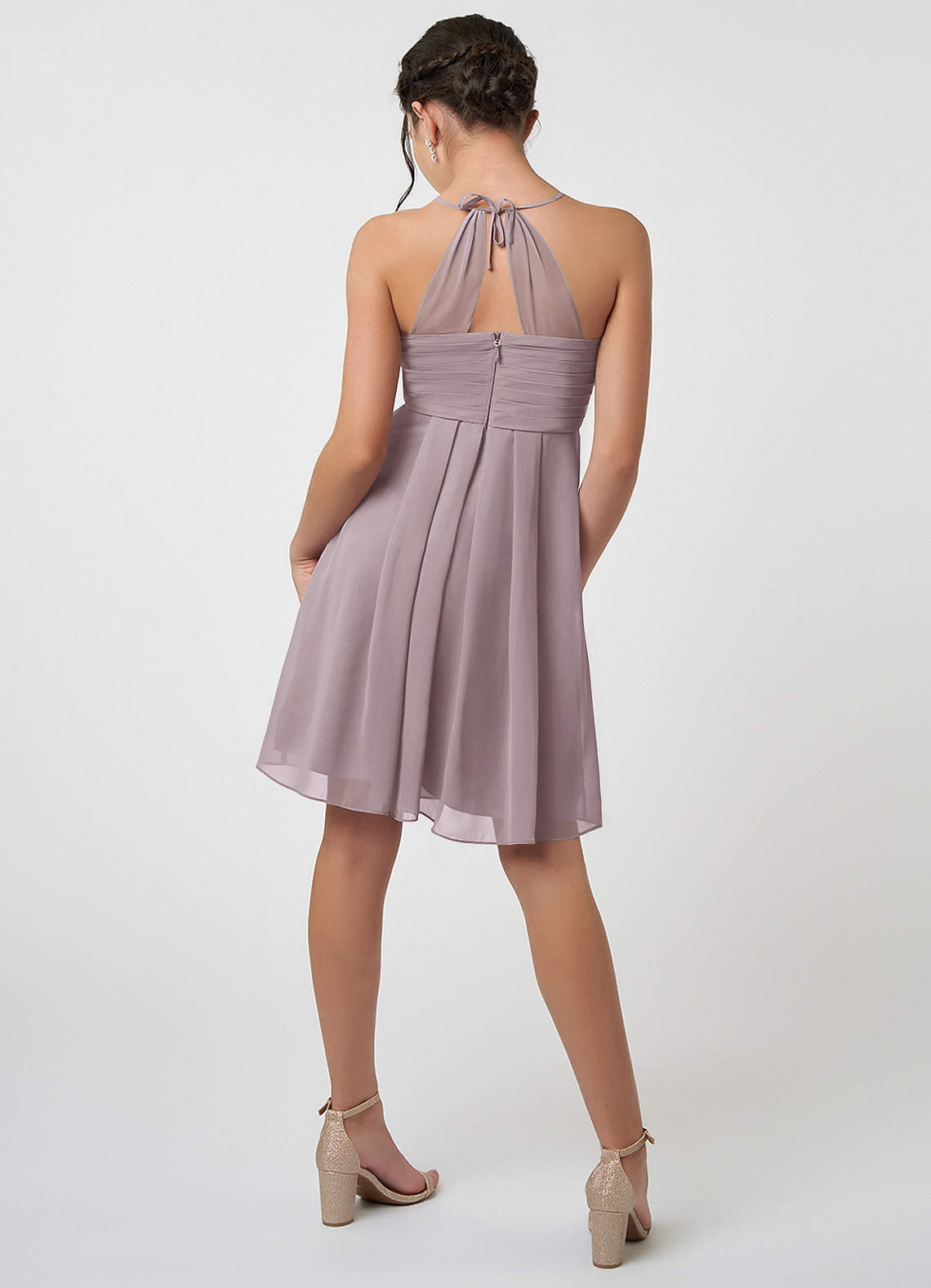 Azazie Ginny Junior Dusk A-Line Pleated Chiffon Dress image1