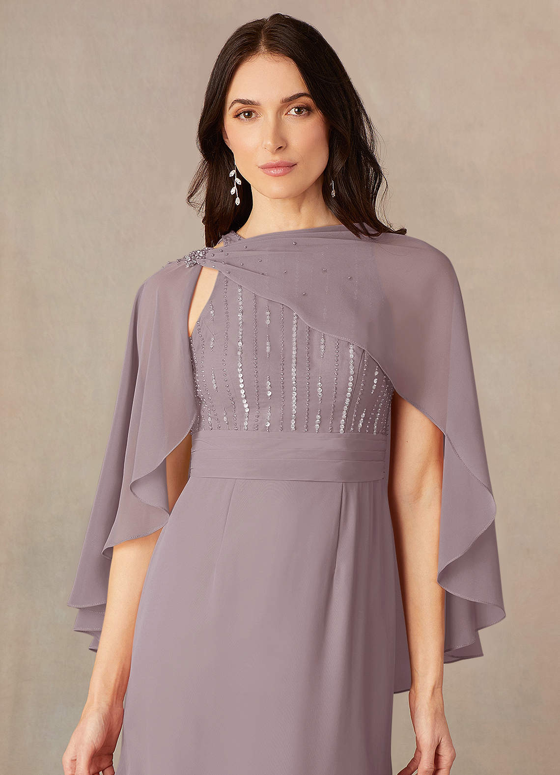 front Azazie Matching Color Chiffon Asymmetrical Wrap