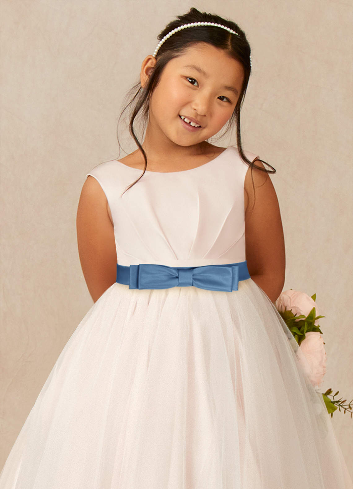 front Azazie Matching Color Satin Layered Bow Sash