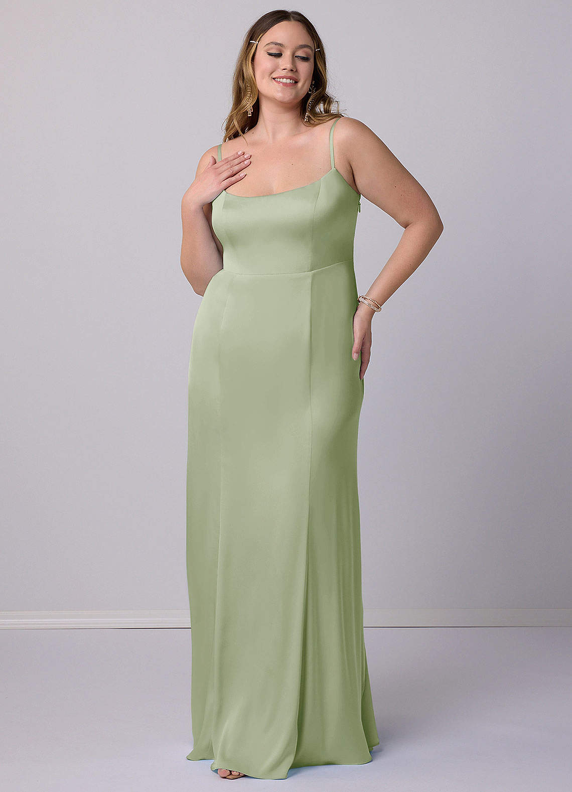 Barbie ♥ Azazie Bridesmaid Dresses Mermaid Bow Stretch Satin Floor-Length Dress image7