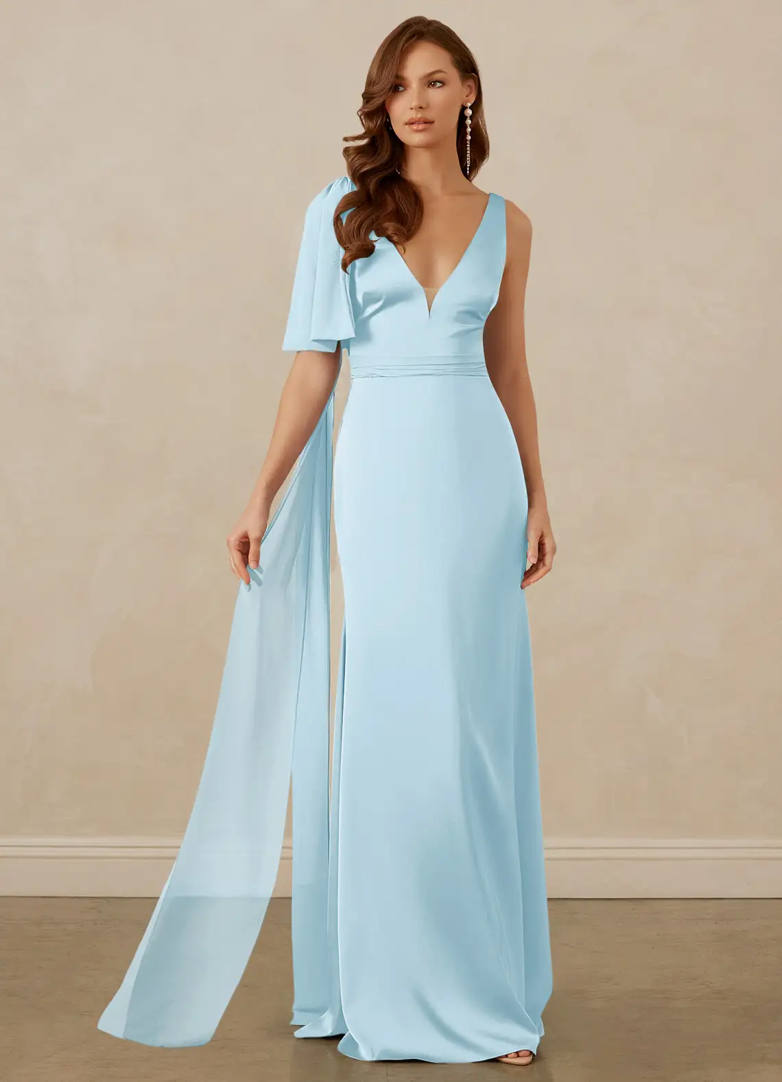 Christian Siriano Bridal for Azazie 1011 Bridesmaid Dresses Plunging Stretch Satin Mermaid Dress image5