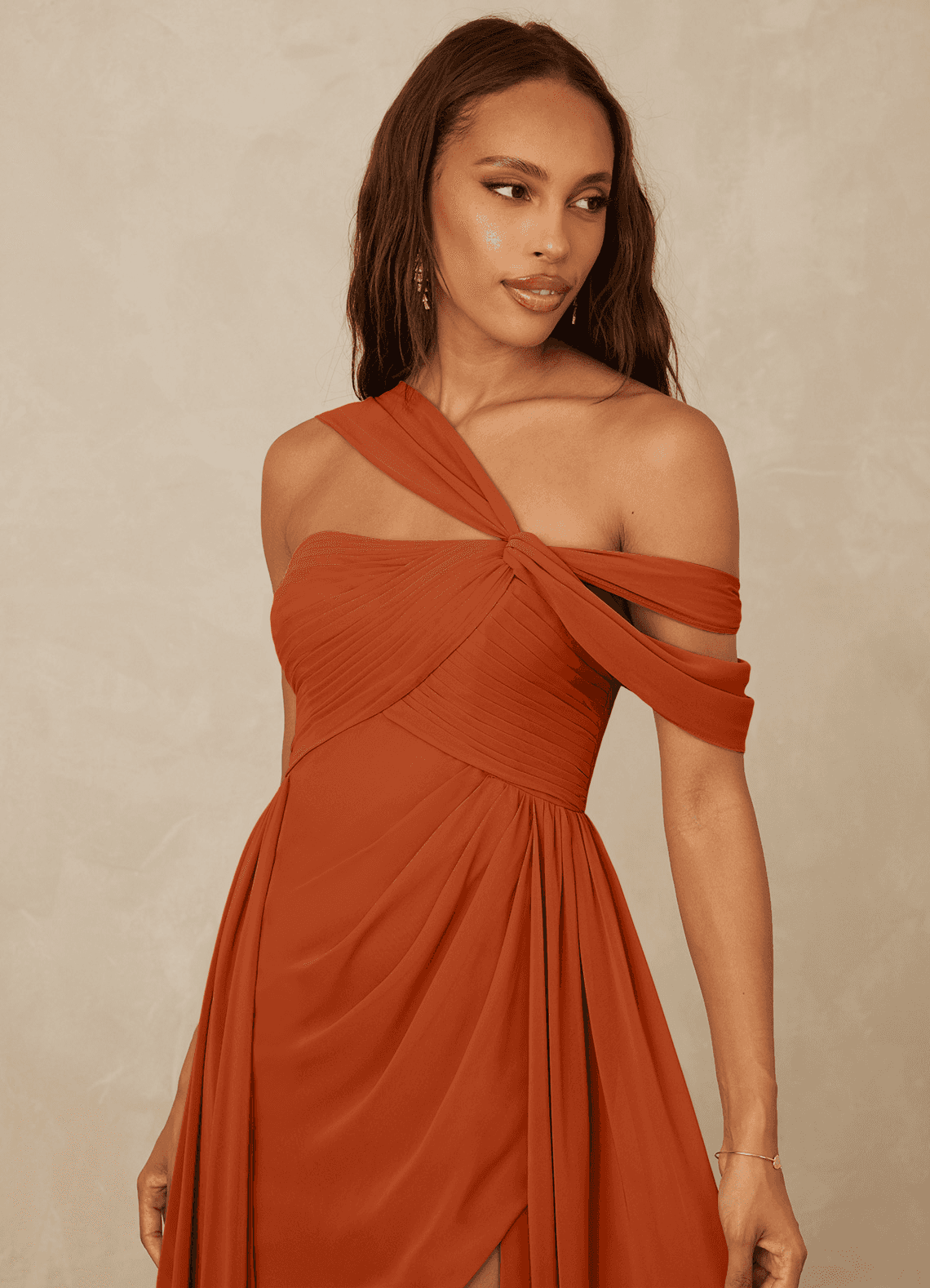 Christian Siriano Bridal for Azazie 1014 Bridesmaid Dresses Draped One-Shoulder Chiffon A-line Dress image6