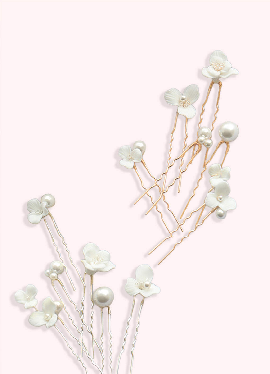 front Ceramic Flower Pearl Hairpin