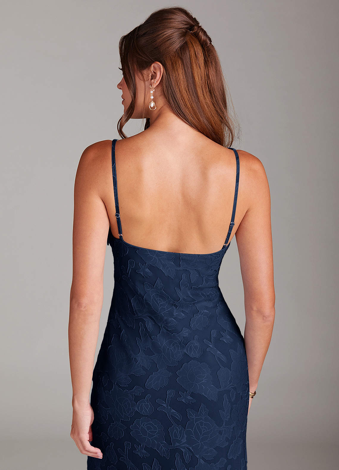 Azazie Tianna Bridesmaid Dresses Dark Navy Sheath Lace Floral Burnout Dress image6