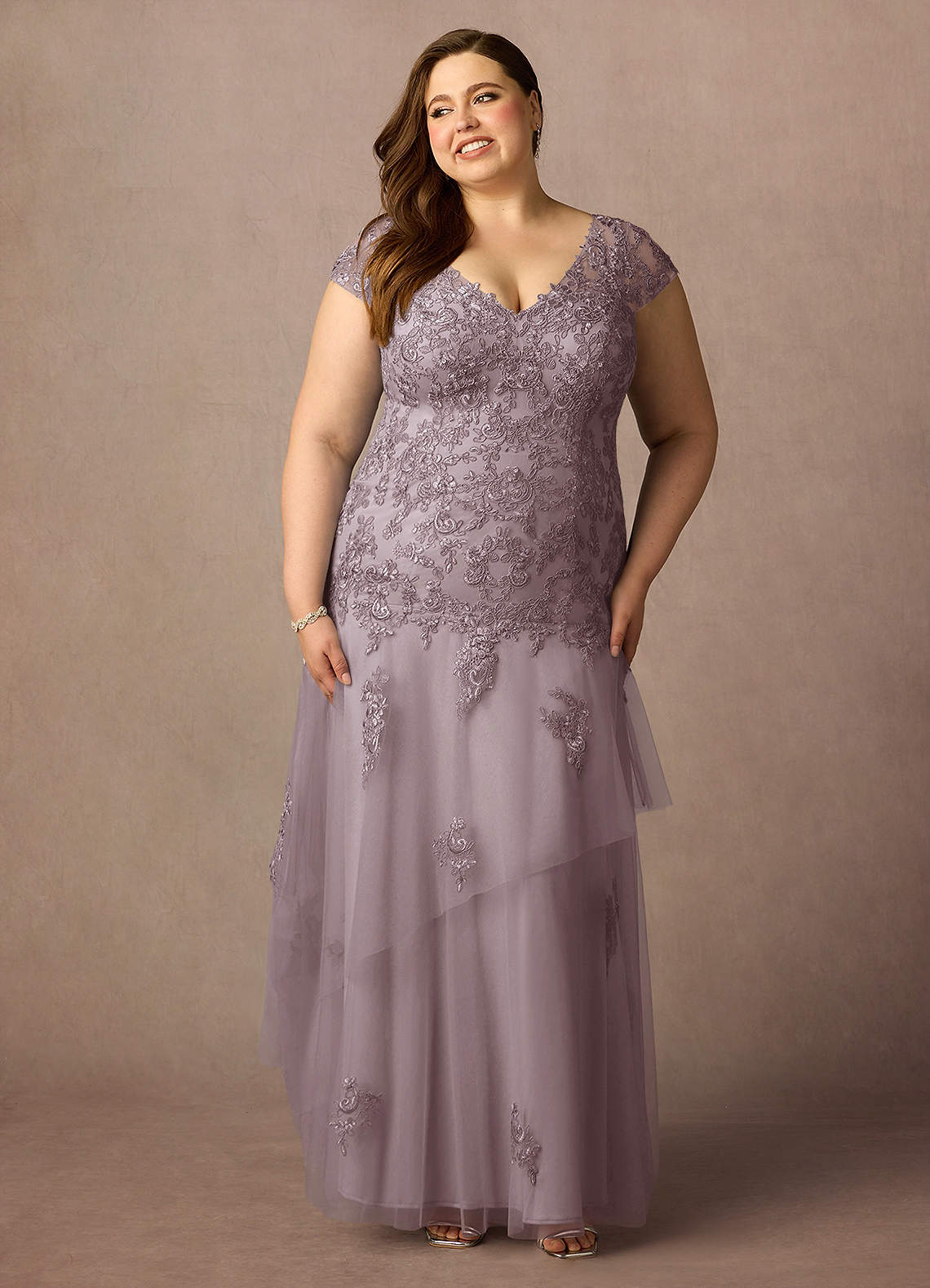 Azazie Romy Mother of the Bride Dresses Dusk Mermaid V-Neck Sequins Tulle Dress image6