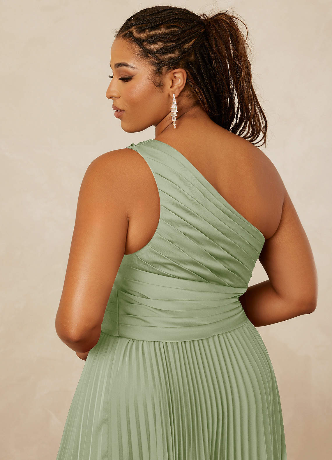 Christian Siriano Bridal for Azazie 1008 Bridesmaid Dresses Pleated One Shoulder Stretch Satin A-line Dress image14
