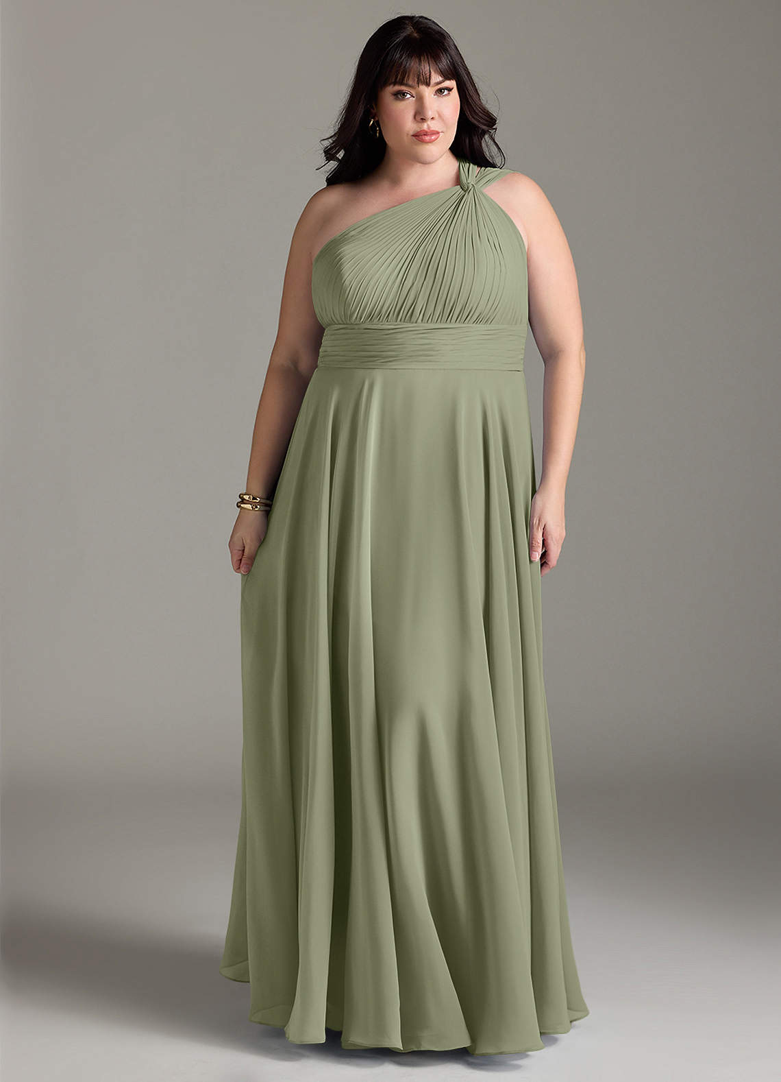 Azazie Charlize Bridesmaid Dresses Pistachio A-Line One Shoulder Chiffon Dress image6