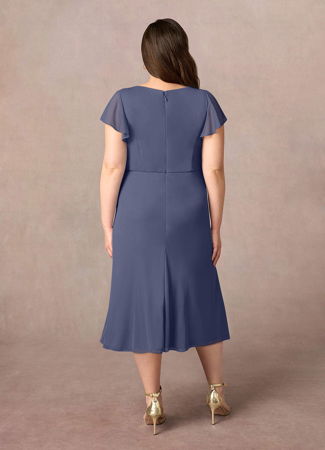 Azazie Vera Mother of the Bride Dresses Stormy A-Line V-Neck Pleated Mesh Dress image8