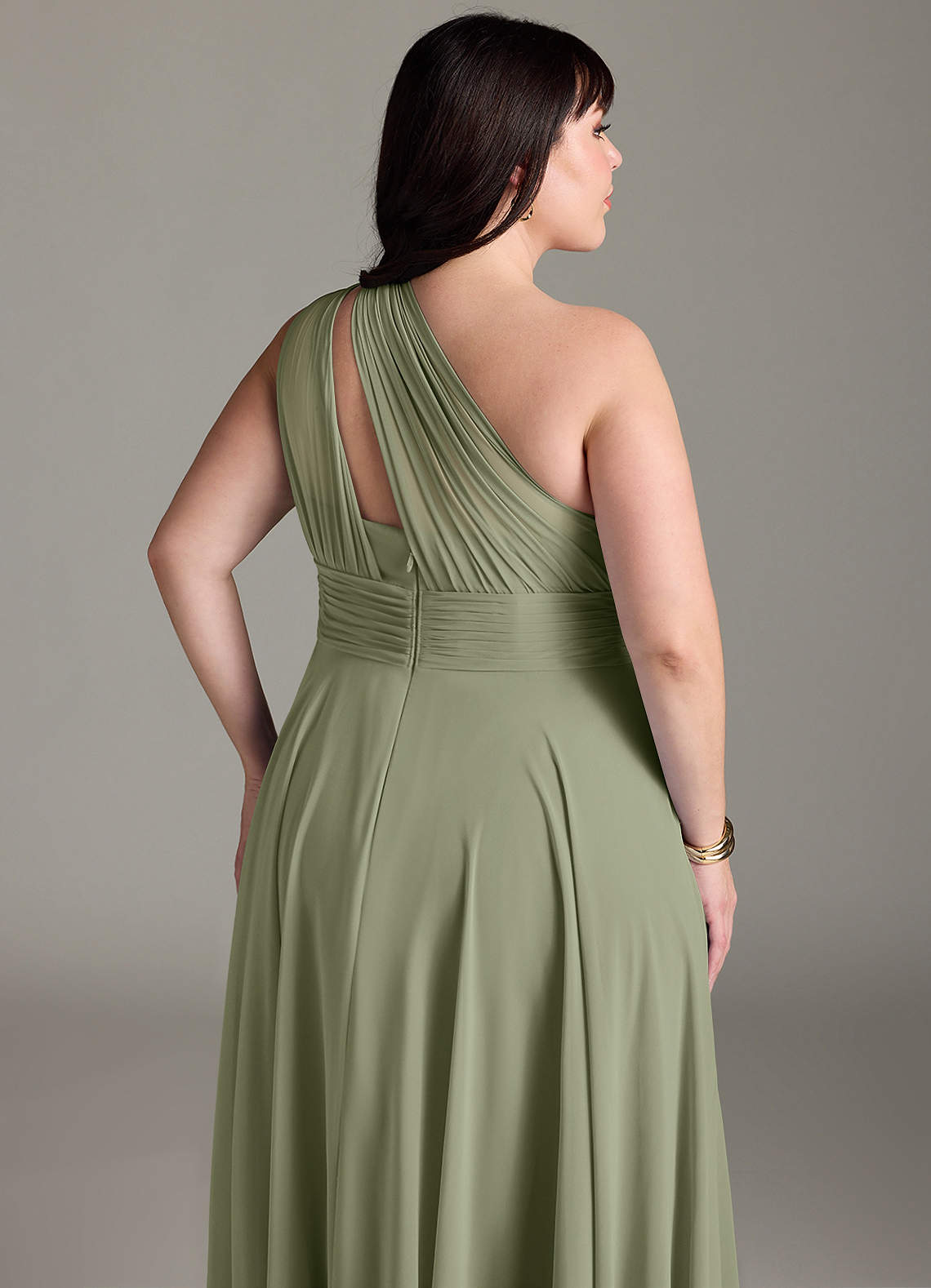 Azazie Charlize Bridesmaid Dresses Pistachio A-Line One Shoulder Chiffon Dress image12