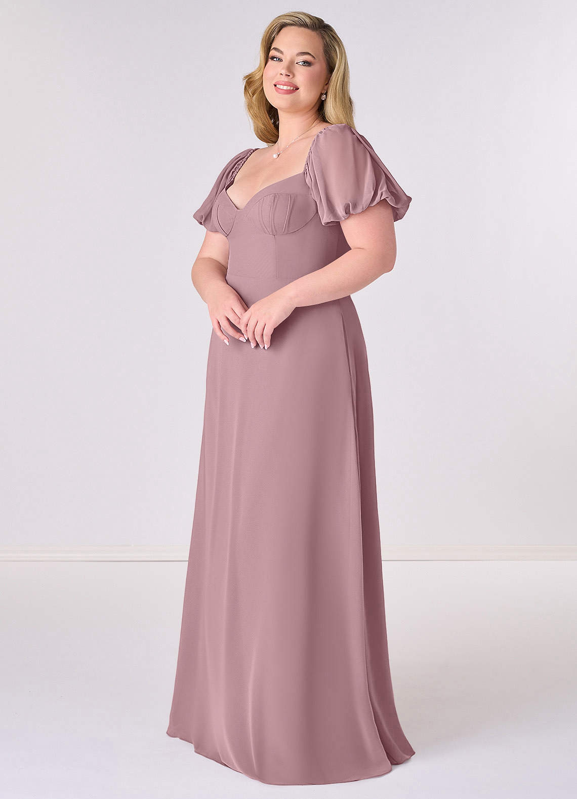 Barbie ♥ Azazie Bridesmaid Dresses Chiffon A-line Dress with Puff Sleeves image8