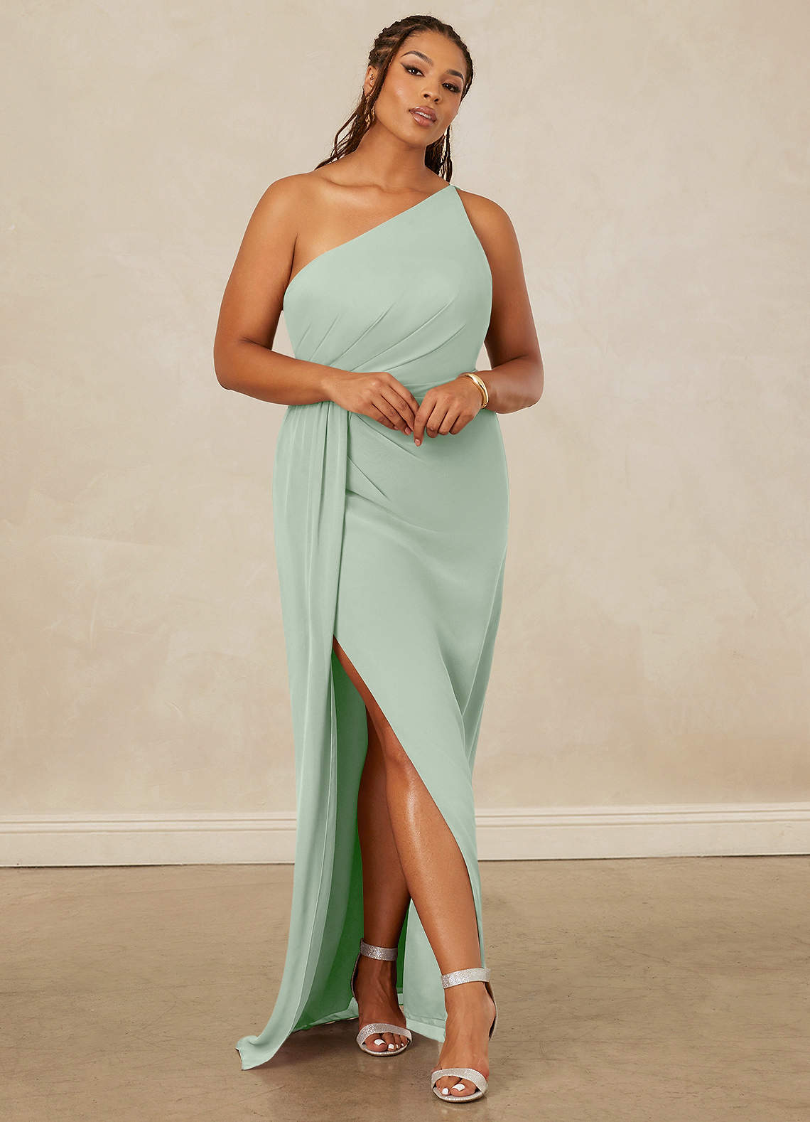 Christian Siriano Bridal for Azazie 1003 Bridesmaid Dresses One Shoulder Chiffon Sheath Dress image7