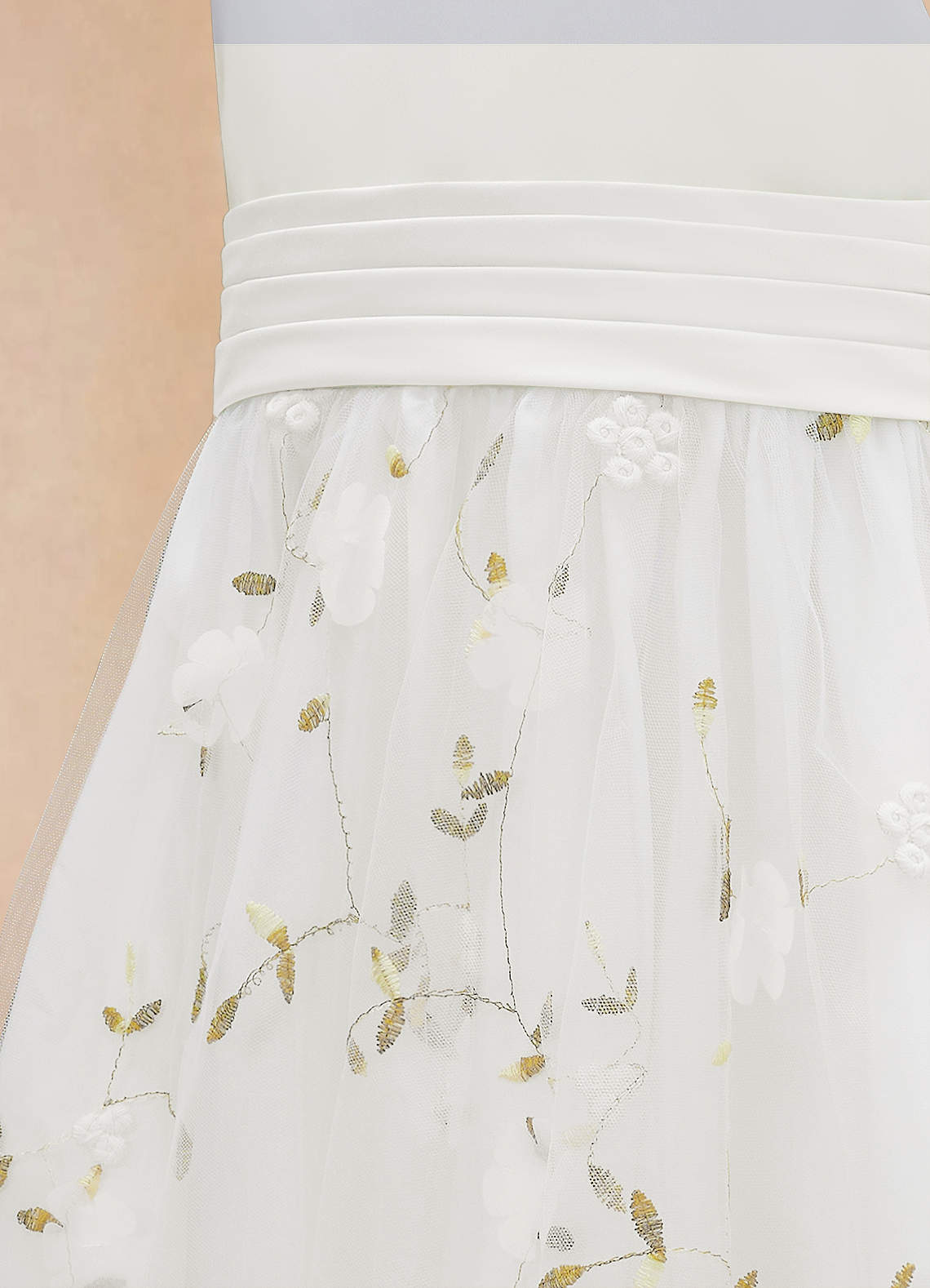Azazie Pollie Flower Girl Dresses Ivory A-Line Bow Tulle Dress image8