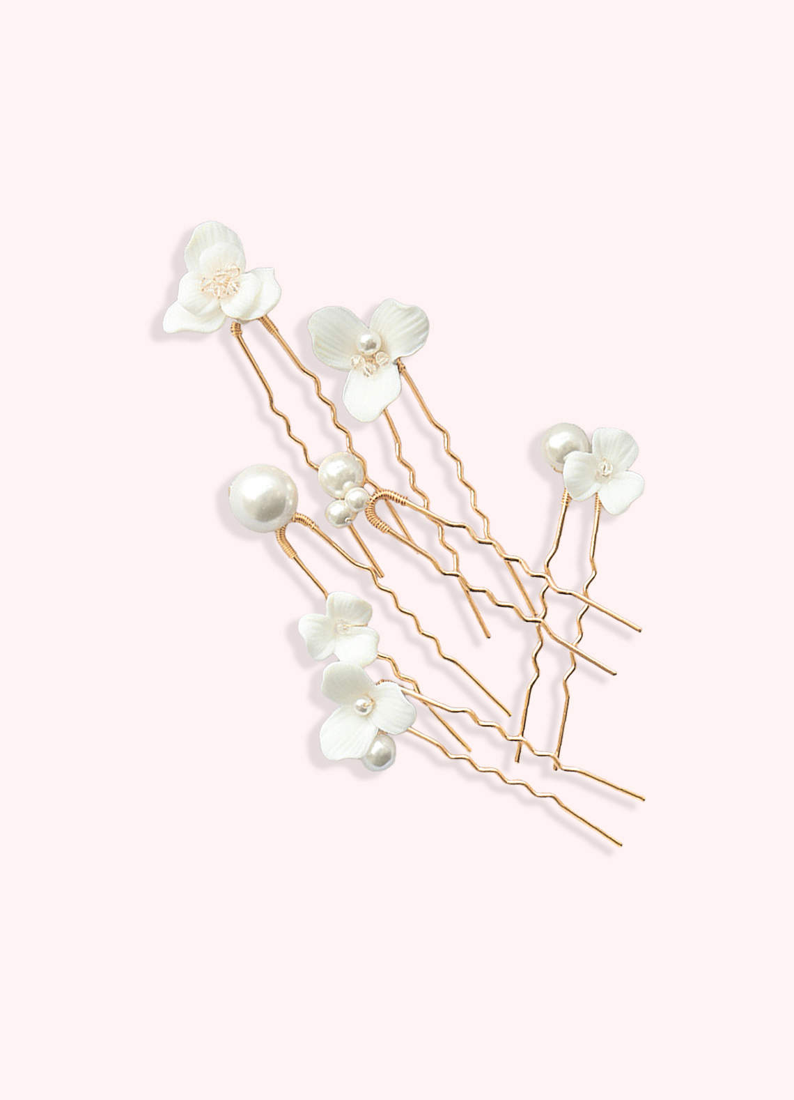 front Ceramic Flower Pearl Hairpin