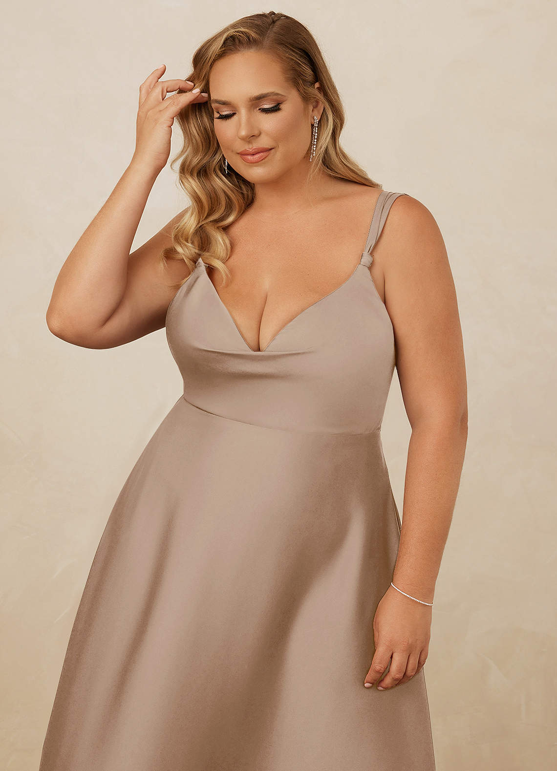 Christian Siriano Bridal for Azazie 1001 Bridesmaid Dresses Cowl Neck Stretch Satin A-line Dress image15