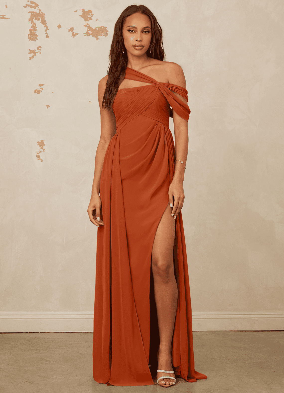 Christian Siriano Bridal for Azazie 1014 Bridesmaid Dresses Draped One-Shoulder Chiffon A-line Dress image3