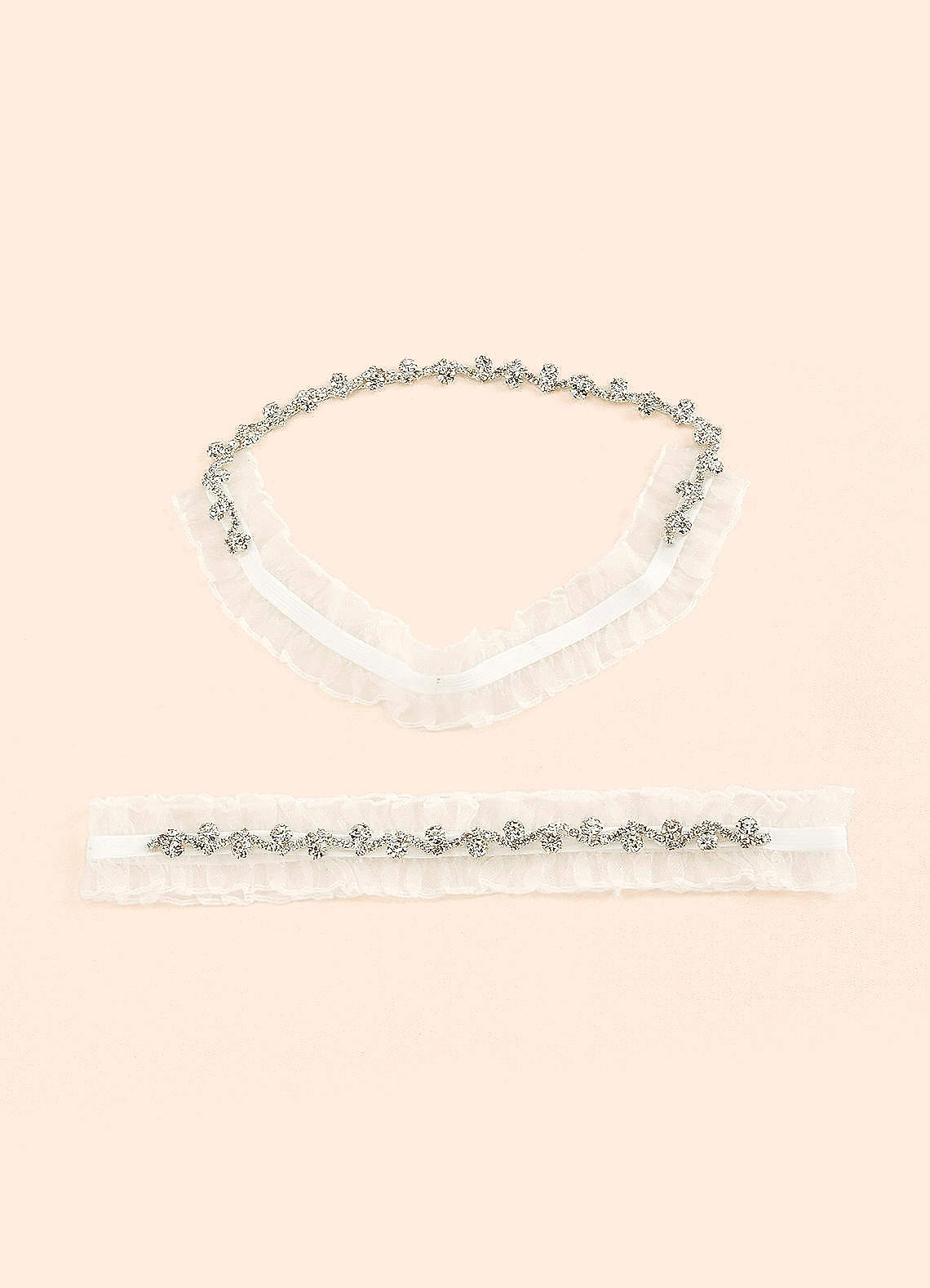 front Crystal and Ruffle Two-Piece Garter Set