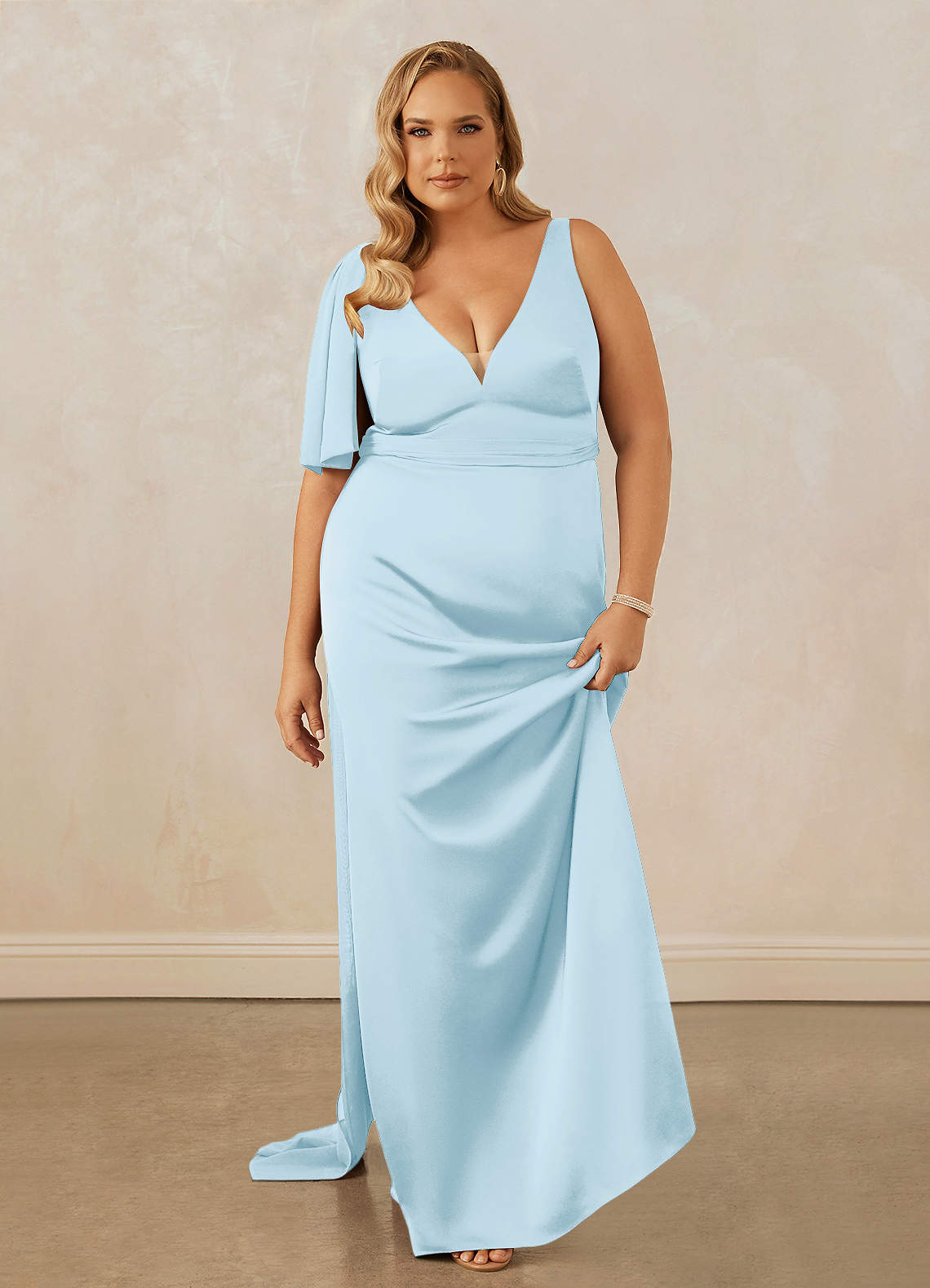 Christian Siriano Bridal for Azazie 1011 Bridesmaid Dresses Plunging Stretch Satin Mermaid Dress image15
