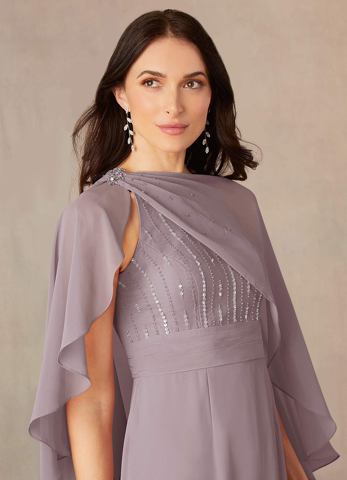 front Azazie Matching Color Chiffon Asymmetrical Wrap
