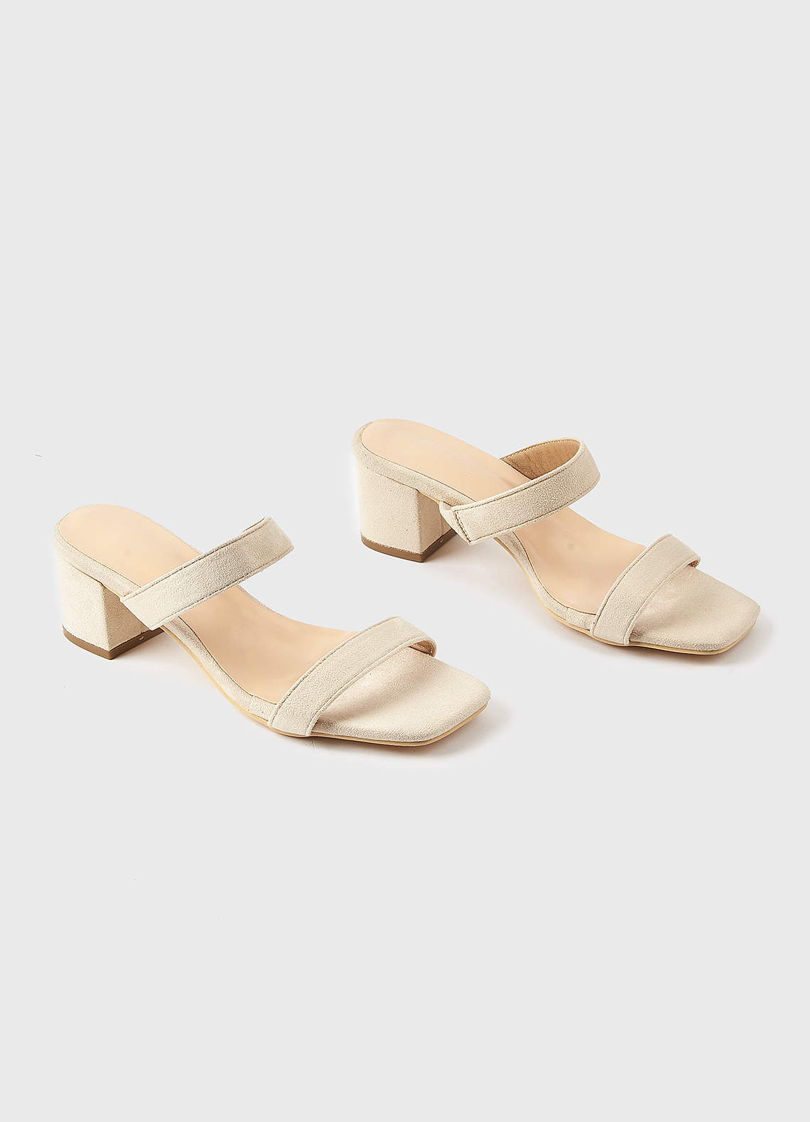 front Two Strap Low Chunky Heel Sandal