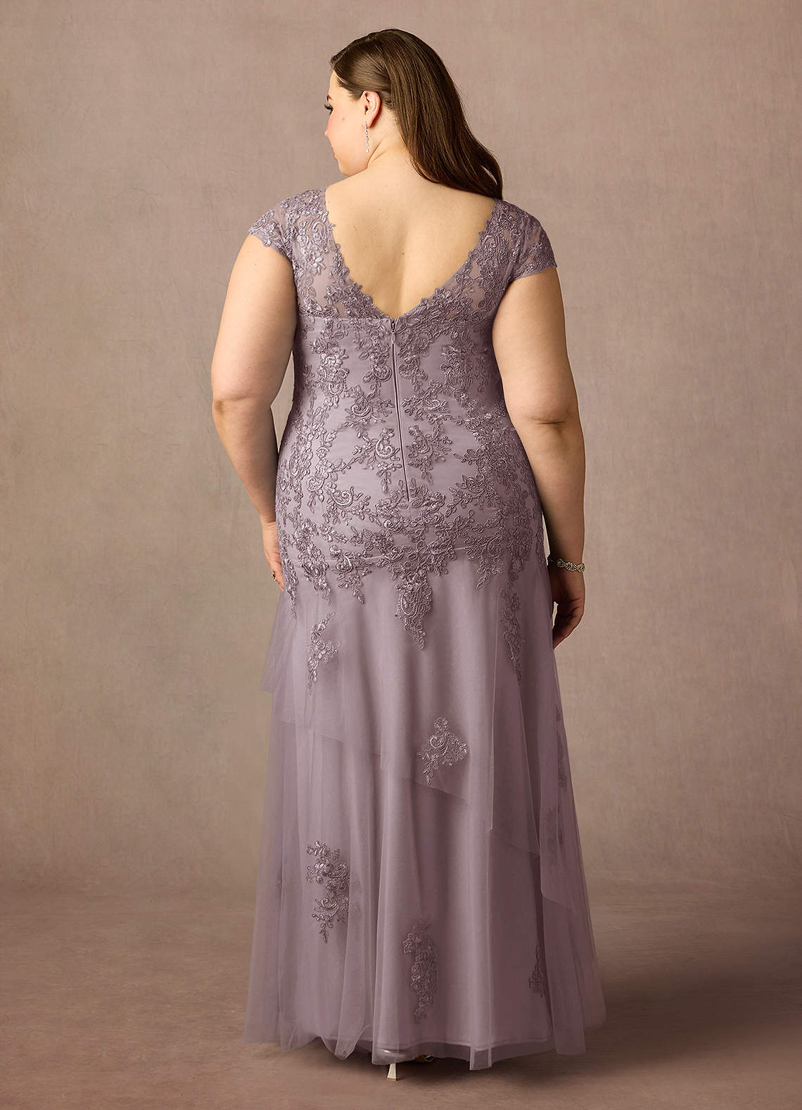 Azazie Romy Mother of the Bride Dresses Dusk Mermaid V-Neck Sequins Tulle Dress image7