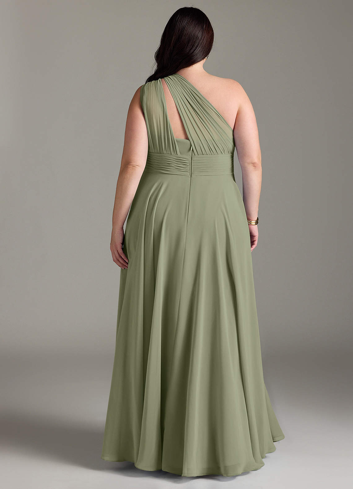 Azazie Charlize Bridesmaid Dresses Pistachio A-Line One Shoulder Chiffon Dress image7