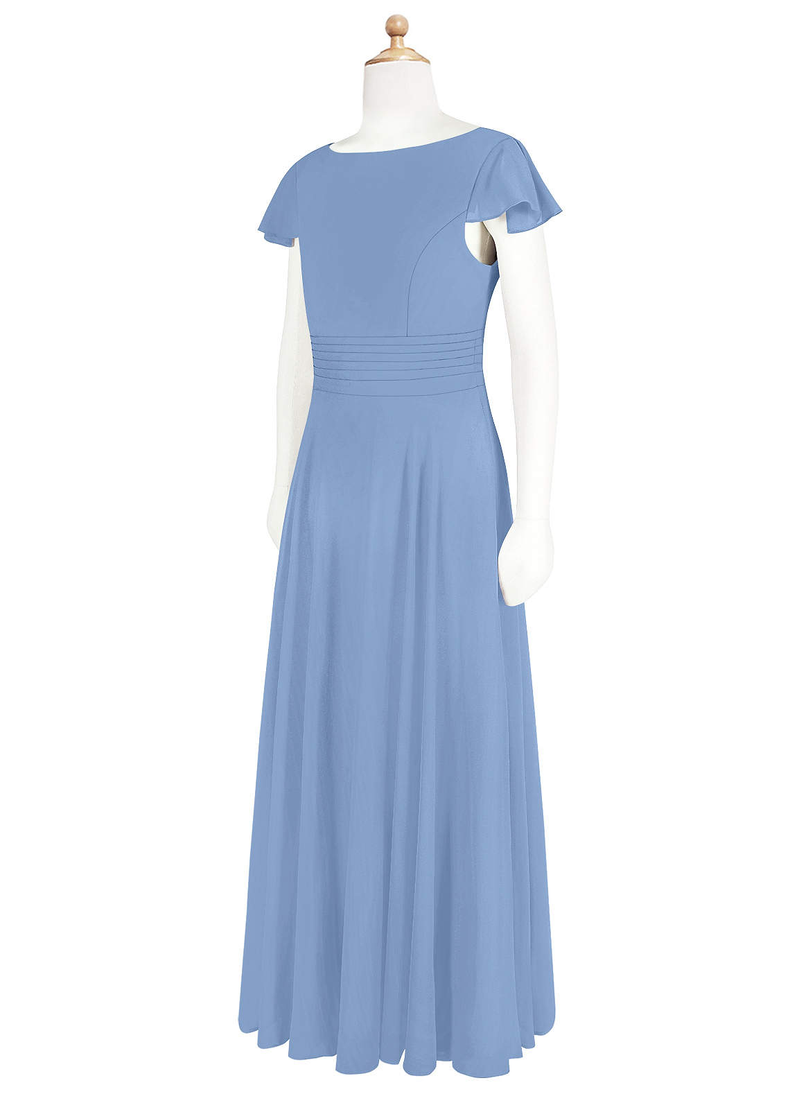 Azazie Payton Junior Steel Blue A-Line Bow Chiffon Dress image7