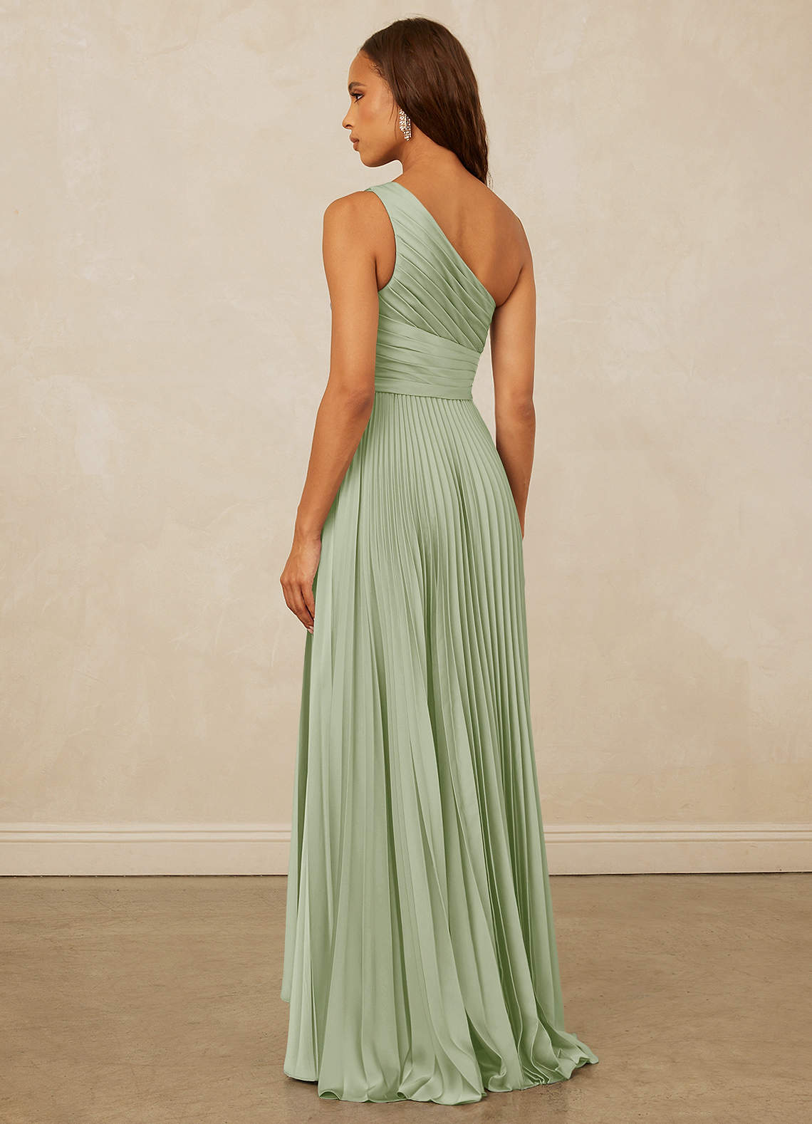 Christian Siriano Bridal for Azazie 1008 Bridesmaid Dresses Pleated One Shoulder Stretch Satin A-line Dress image1