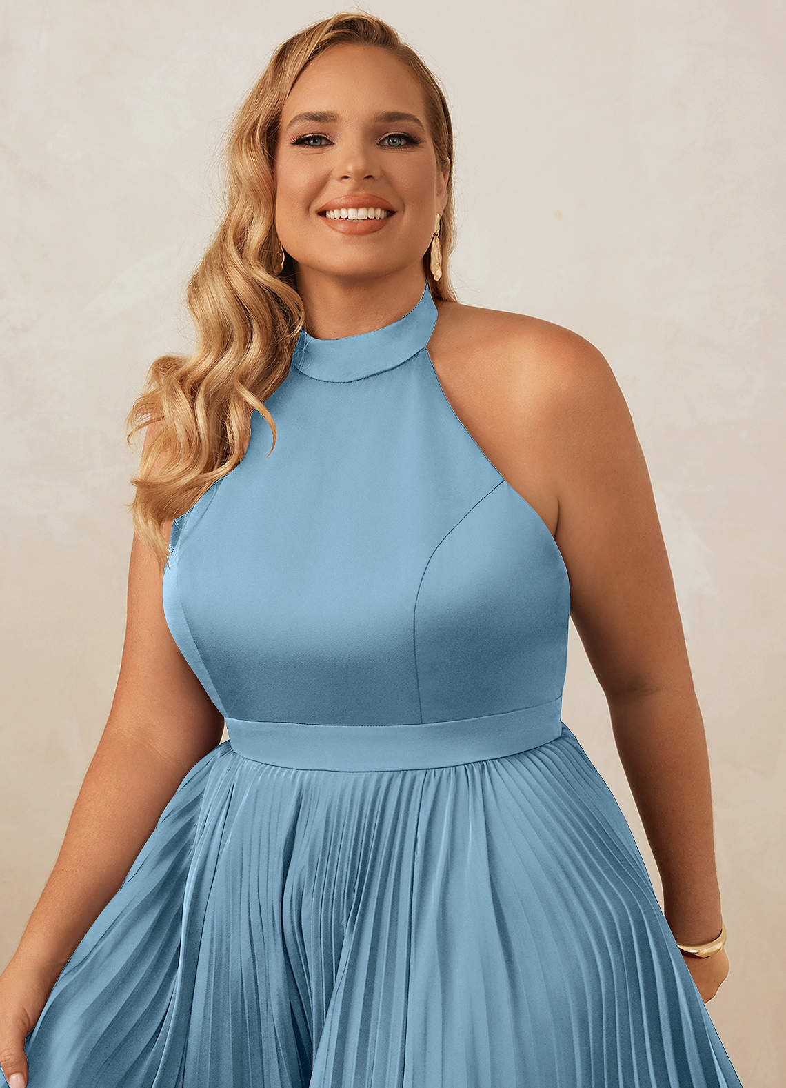 Christian Siriano Bridal for Azazie 1007 Bridesmaid Dresses Pleated Halter Stretch Satin A-line Dress image13