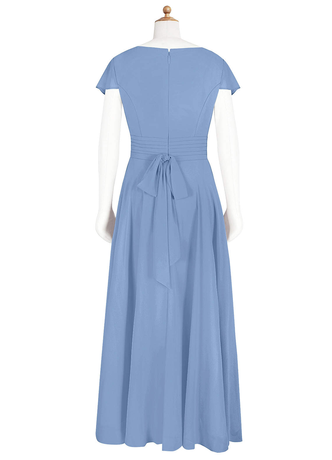 Azazie Payton Junior Steel Blue A-Line Bow Chiffon Dress image6