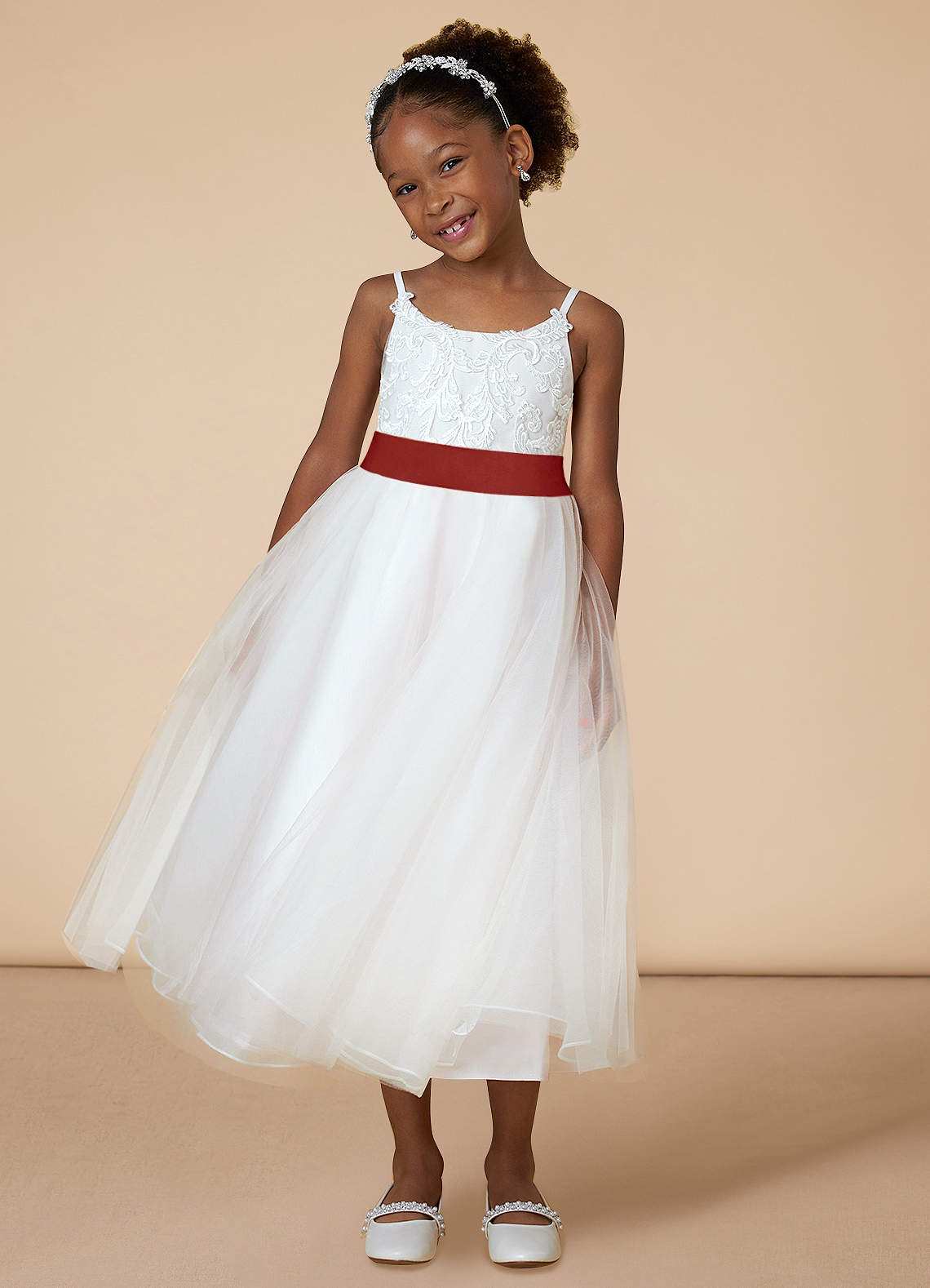 front Matching Color Matte Satin Sash with Back Bow