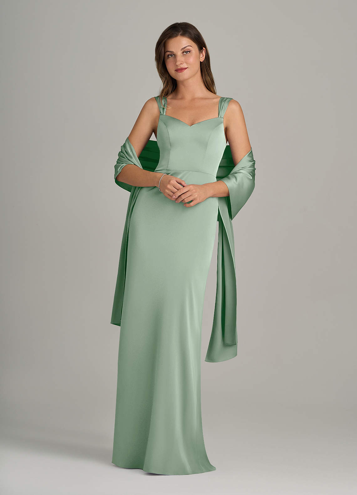 front Azazie Matching Color Stretch Satin Shawl