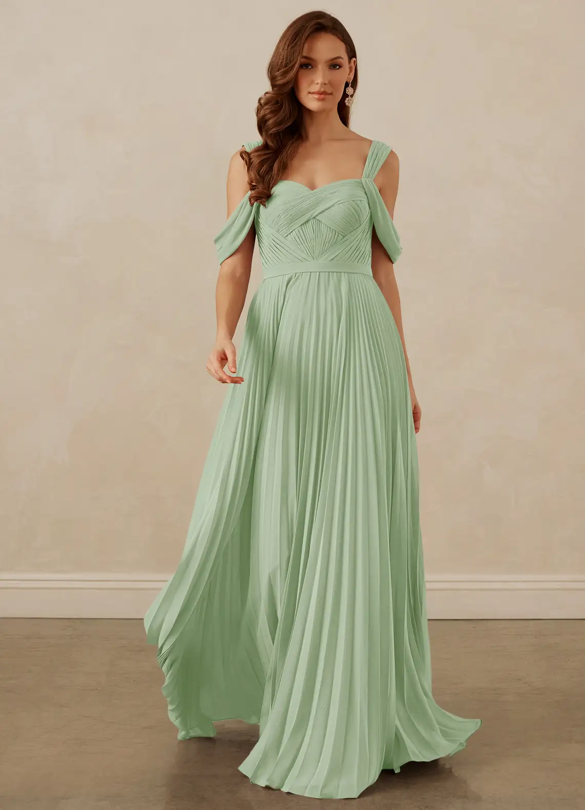 Christian Siriano Bridal for Azazie 1013 Bridesmaid Dresses Pleated Off Shoulder Chiffon A-Line Dress image8