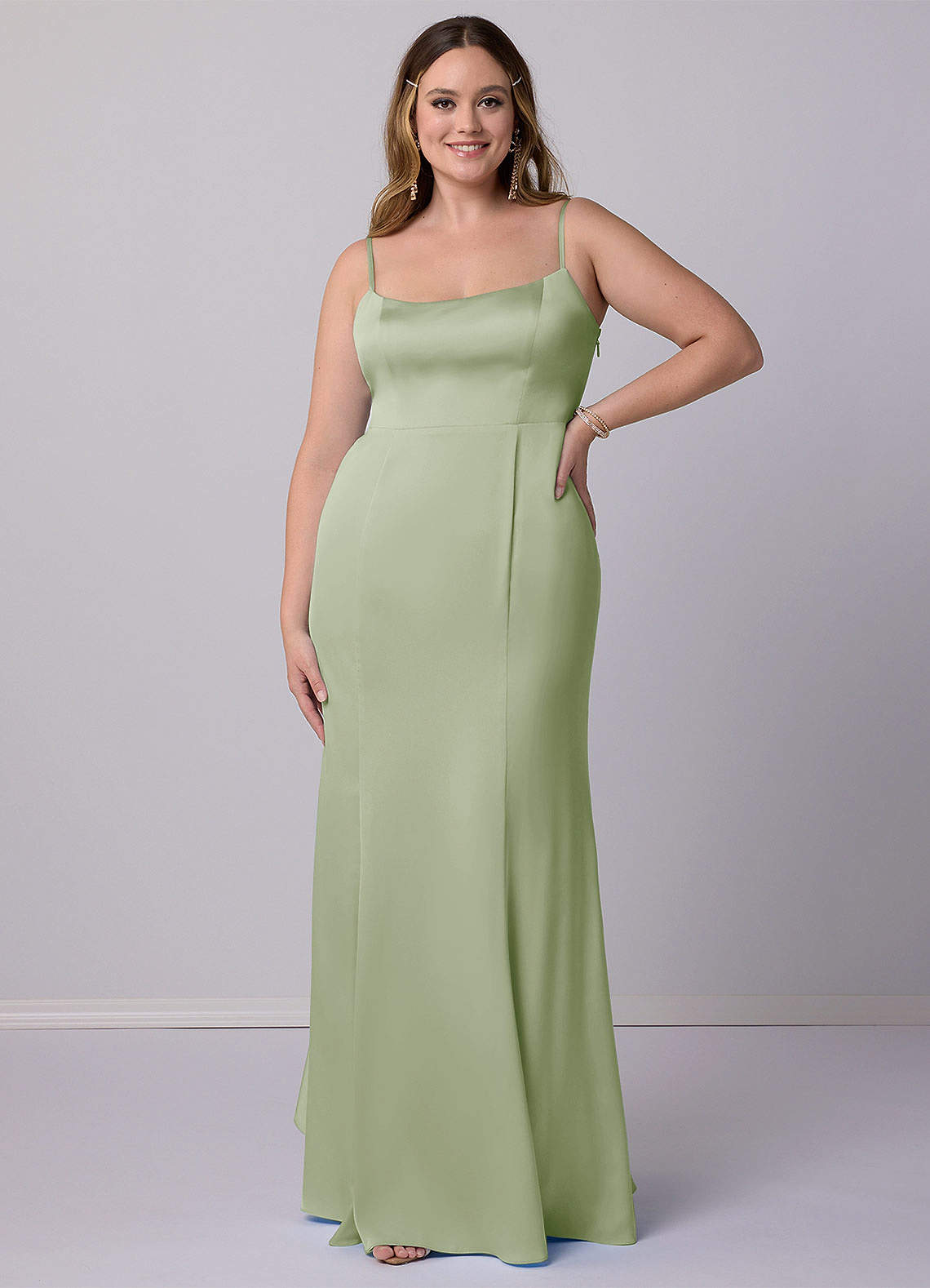 Barbie ♥ Azazie Bridesmaid Dresses Mermaid Bow Stretch Satin Floor-Length Dress image8