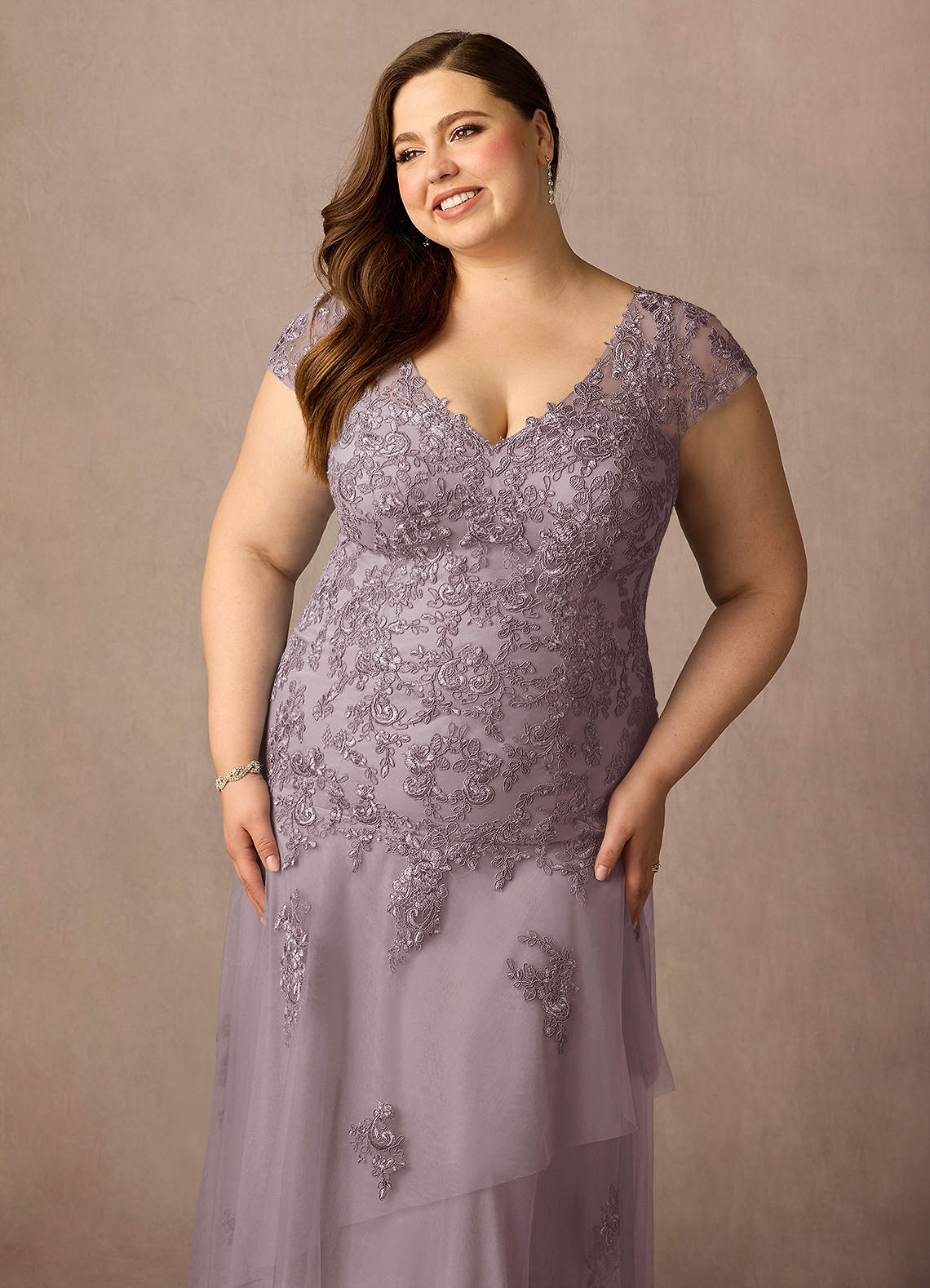 Azazie Romy Mother of the Bride Dresses Dusk Mermaid V-Neck Sequins Tulle Dress image10