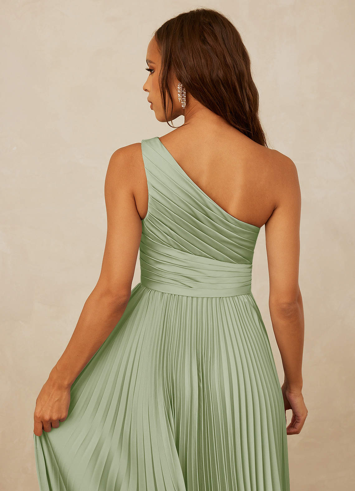 Christian Siriano Bridal for Azazie 1008 Bridesmaid Dresses Pleated One Shoulder Stretch Satin A-line Dress image5